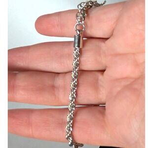 New Rope Chain Bracelet Anklet Adjusts Up to 10" Silver Tone Diamond Cut Twisted